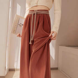 灯芯绒雪尼尔加厚阔腿糯米裤休闲裤子女2025新款今年流行爆款秋冬