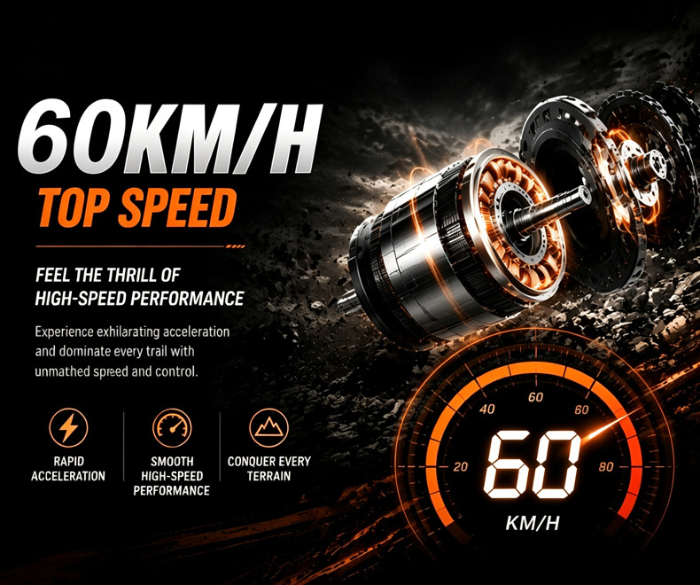 European and American Overseas Warehouse Cross-Border 19-Inch Off-Road Electric Motorcycle for Adults, 3000W Lithium Battery Mountain Bike, 60V 35Ah Electric Vehicle