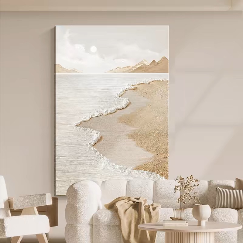 Log Cream Living Room Decorative Painting Abstract Texture Floor Painting High-End Art Sofa Background Wall Hanging Painting Mural