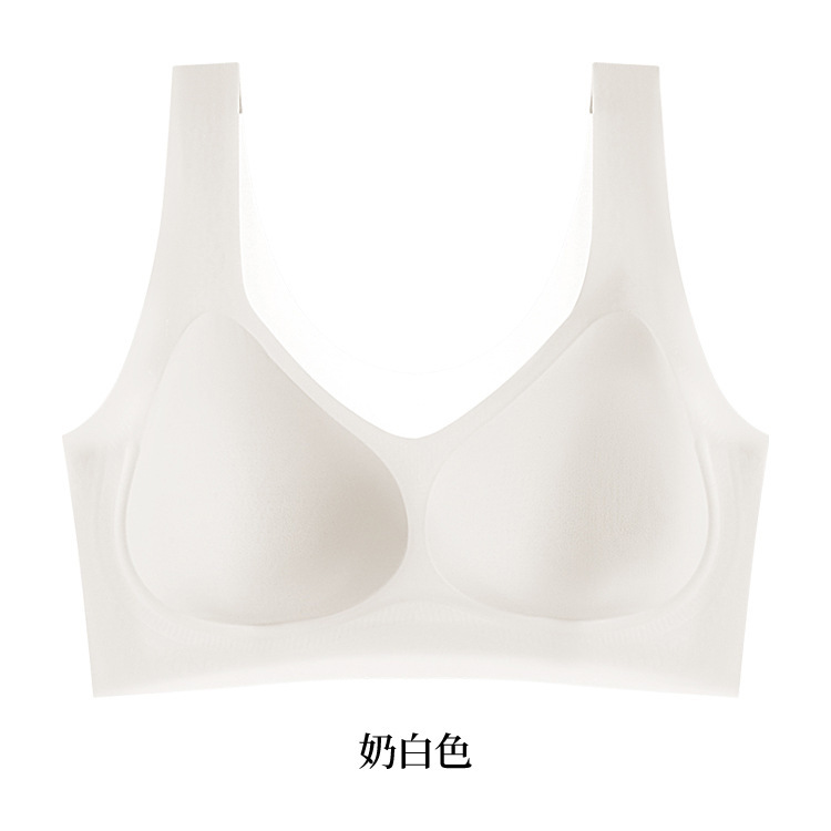 夏超薄型クールゼリー接着剤シームレスブラジャー固定カップ下着女性の小さな胸プッシュアップ通気性ブラジャー 22096|undefined