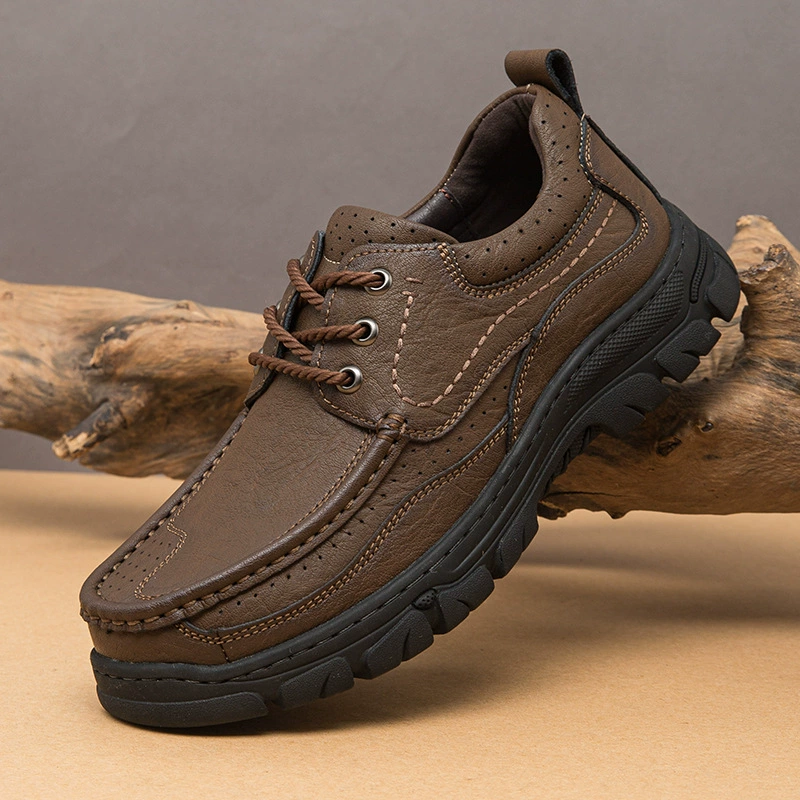 Мужская обувь на открытом воздухе туфли с большой головой кожаные туфли весной с низким верхом кожаные лапши крафт-стежки ручной работы повседневная обувь