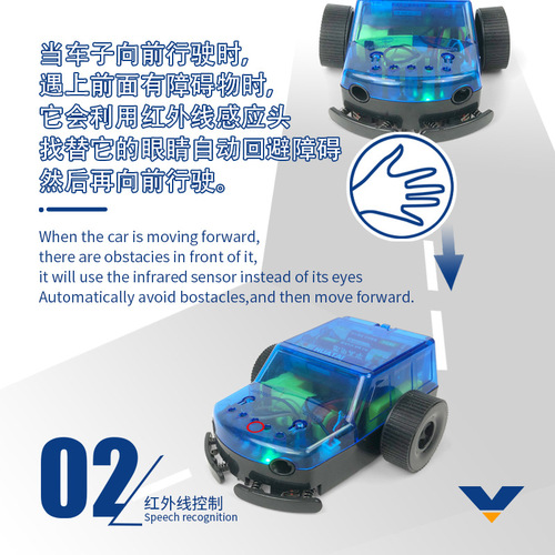 Cross-border scientific experiment set, children's functional car development, intelligent assembly, multi-functional induction robot toy