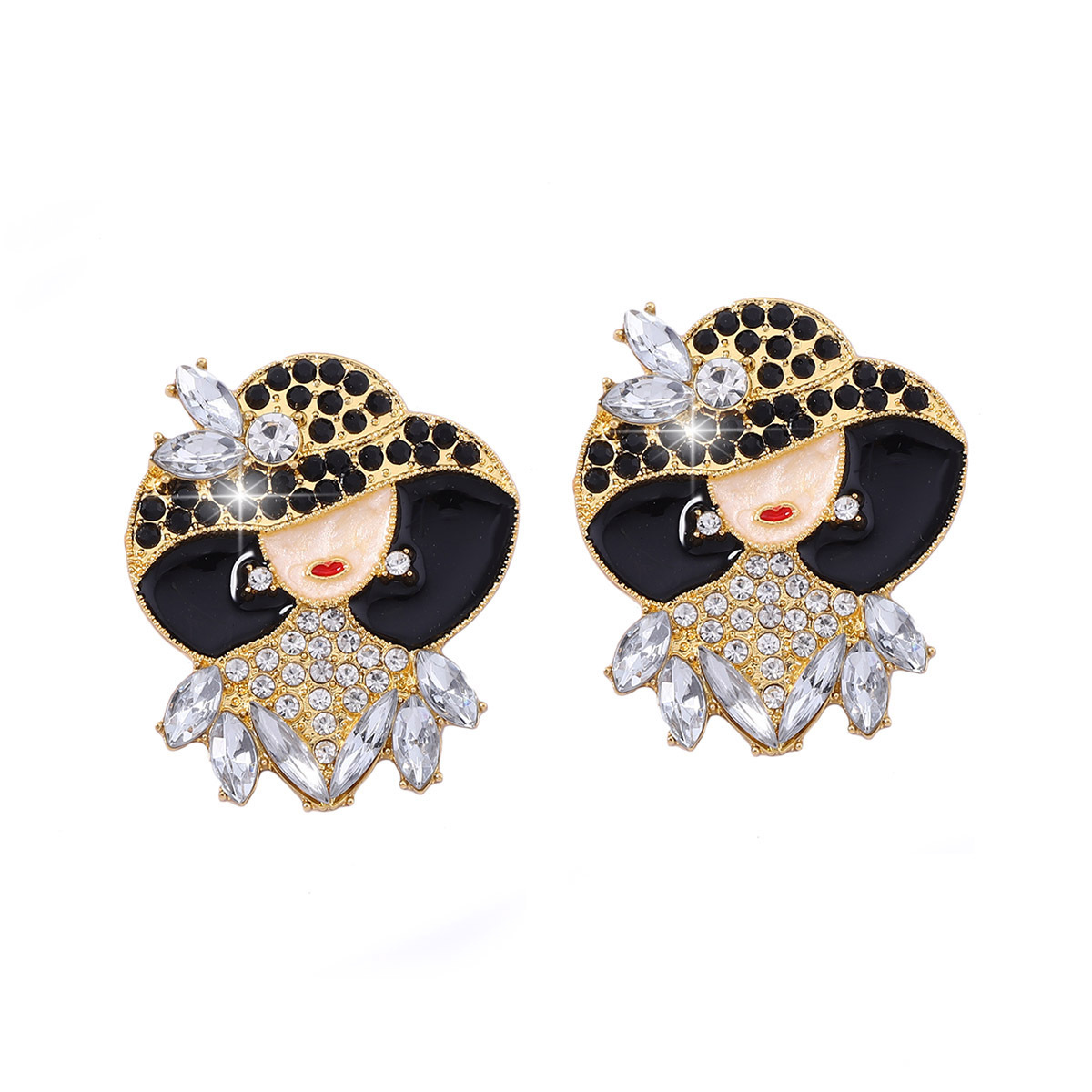 1 Pair Lady Cartoon Character Zinc Alloy Artificial Gemstones Earrings display picture 8