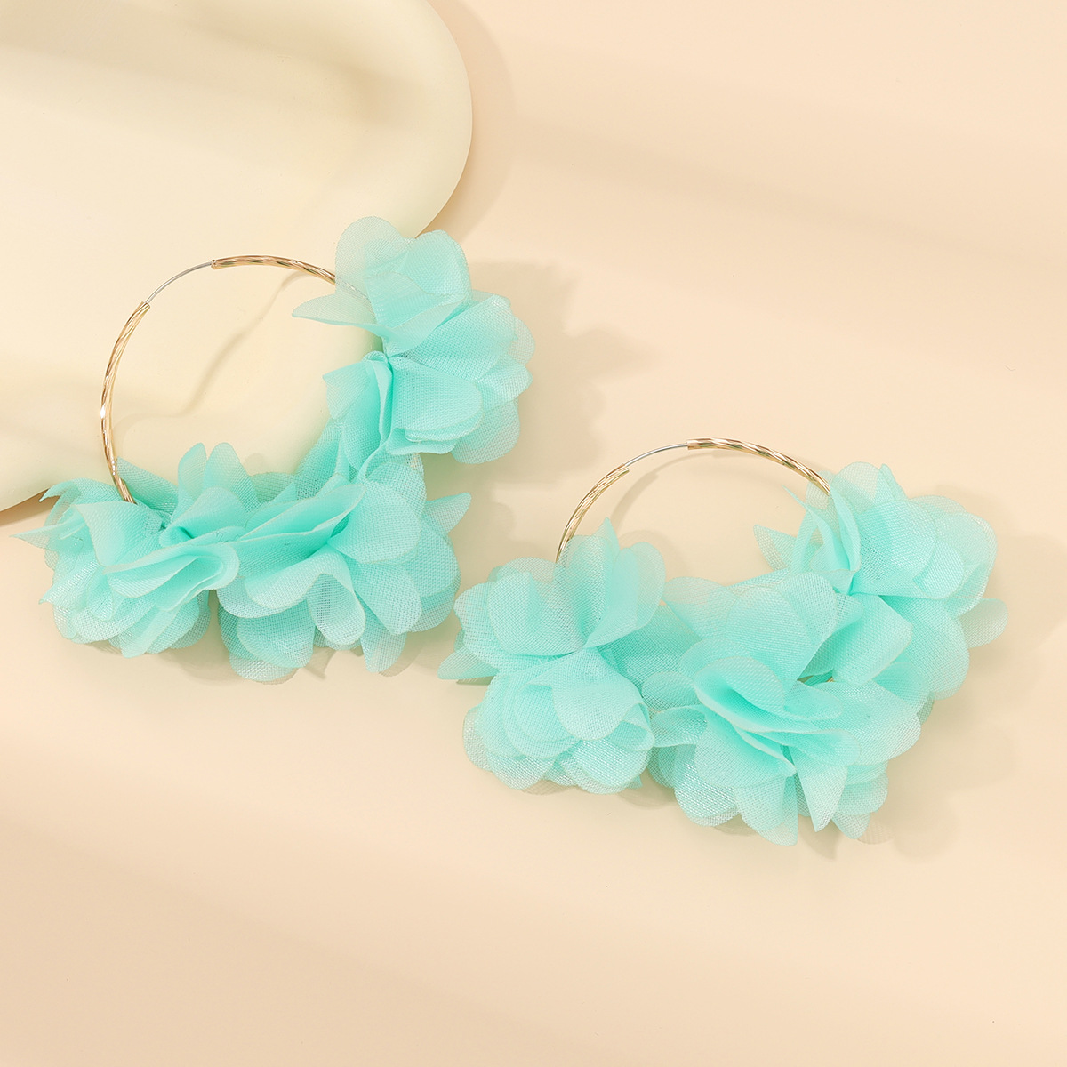 Copper Material Flower Pattern 1 Pair Simple Style Flower Copper Earrings