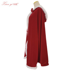 Xianyi New Year Red Long Silk Velvet Cape Christmas Queen cloak Hooded Cape Stage Performance Costume S20