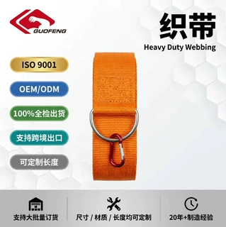 工业级加粗电光橙织带拉手不锈钢D环承重安全拉手支持规格定制款