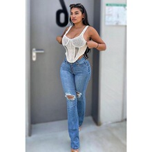 S 29753 High-Waisted Wide Leg Jeans �����ƶ�ţ��ѝ �羳���l