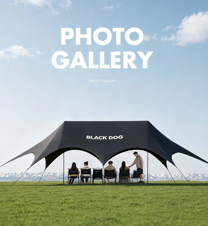 Blackdog Outdoor Canopy Tent Black Glue Sun Protection Camping Style Picnic Free Construction Windproof and Rainproof Awning