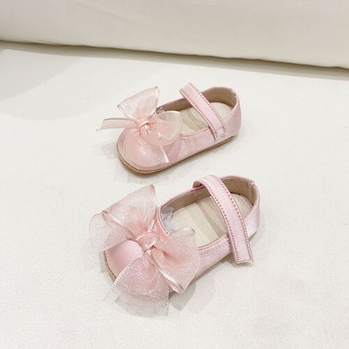 Direct Supply Korean Version Spring and Autumn Girls' Soft Sole Anti-Slip Step-in Shoes for Infants and Toddlers with Bowknot Anti-Slip Princess Shoes