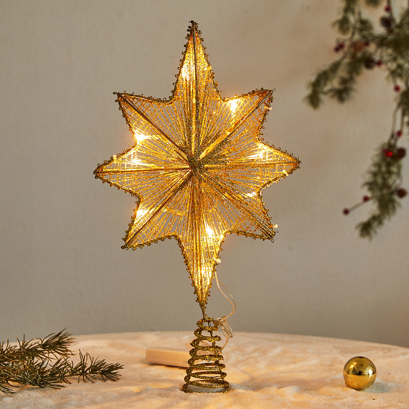クリスマスハードベースツリートップスター装飾クロスボーダー特別供給立体五芒星鉄グリッター五つ星クリスマス用品|undefined
