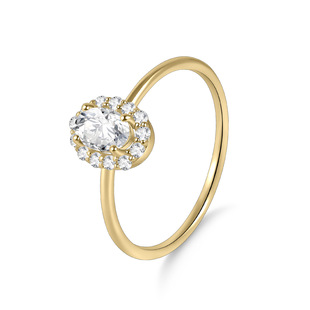 Geometric S925 Silver Inlaid Moissanite Ring Niche Design Surrounded by Oval Diamond Ring Thin Ring Non-Fading Tail Ring for Women