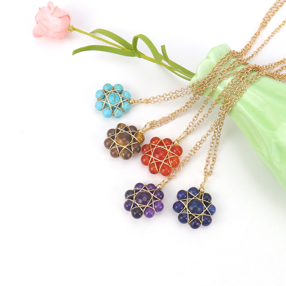 Simple Style Flower Crystal Handmade Pendant Necklace 1 Piece