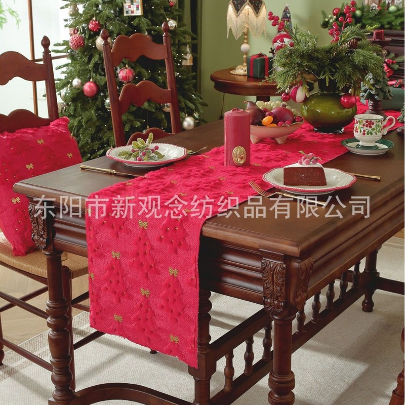 跨境桌旗推荐桌垫圣诞节装饰餐桌布桌旗布艺轻奢圣诞树外贸批发|undefined