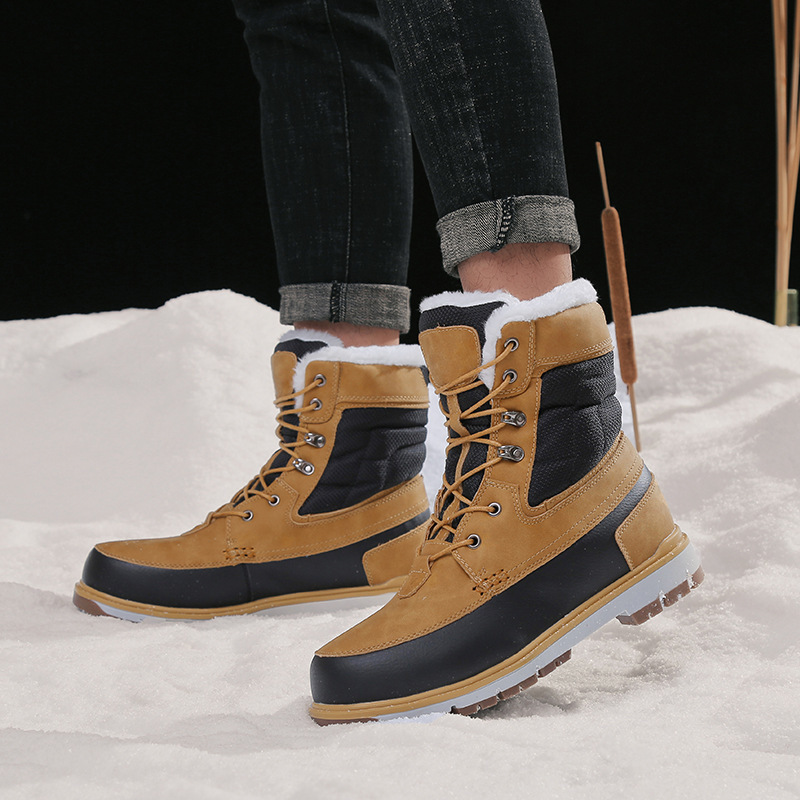 Winter 2024 New Northeastern Snow Boots Men's Waterproof Warm Fleece-Lined Cotton Shoes Casual Outdoor High-Top Short Boots Thickeneded