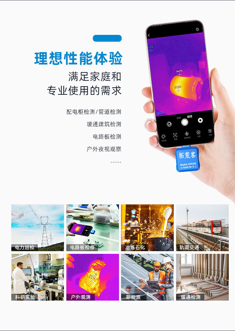 High-Definition Infrared Thermal Imager Mobile Phone Industrial Temperature Measurement Power Maintenance Outdoor Pipeline Maintenance Night Vision Camera