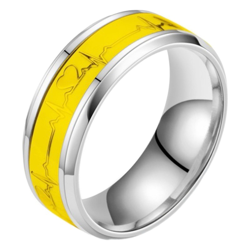 Anillo de acero de titanio luminoso en forma de corazón de tendencia personalizada, anillo de pareja, joyería nueva transfronteriza europea y americana al por mayor