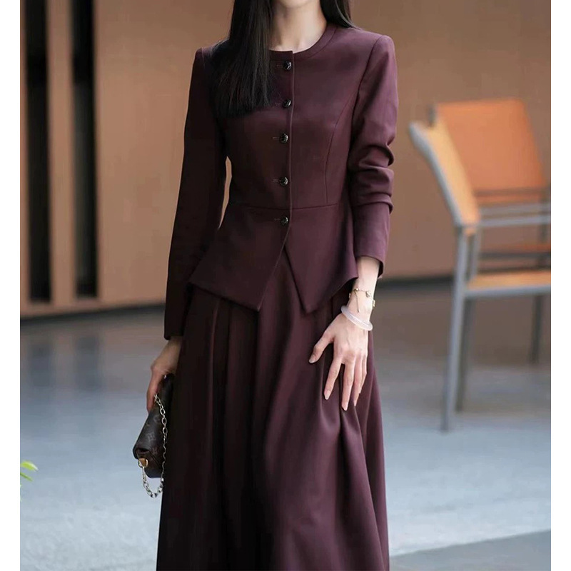 Ready Stock Manufacturer Wholesale Red Suit Suit for Women New Formal Occasion Elegant Skirt Two-Piece Dress