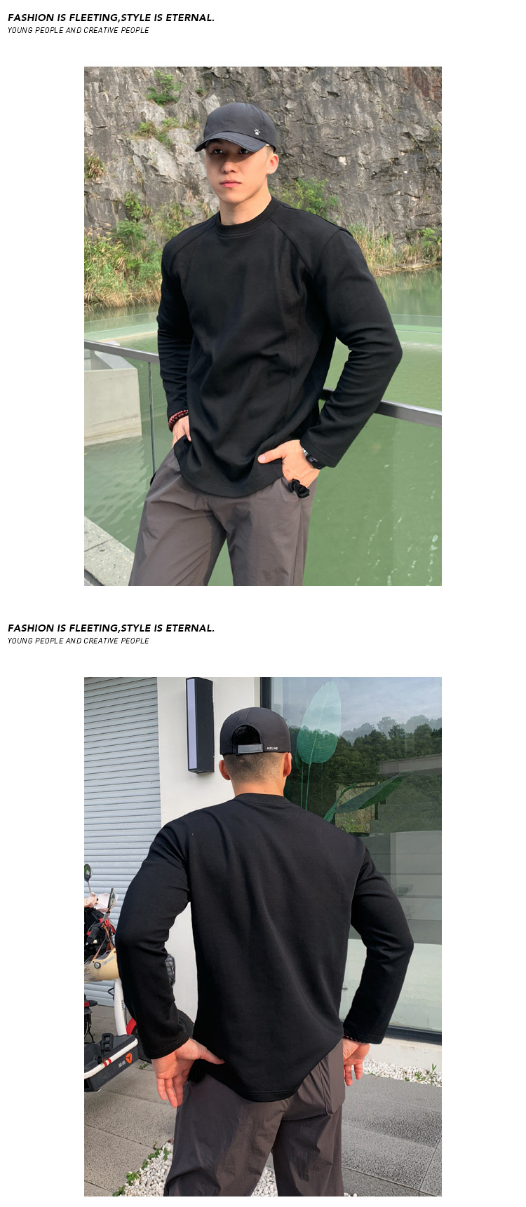 Heavyweight Cotton Long Sleeve T-shirt For Men Oversized Ribbed_voghion.com