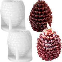 クリスマス松果シリコン金型diy水晶滴ゴム3D松錐球香薫ろうそく飾りクリスマス装飾品
