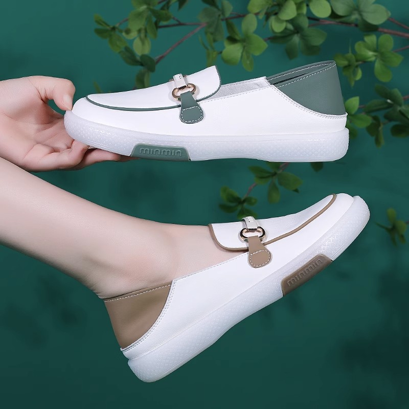 2023 nuevos mocasines sin cordones zapatos blancos casuales de mujer grandes planos de pierna ancha más tamaño zapatos de mujer de corte bajo