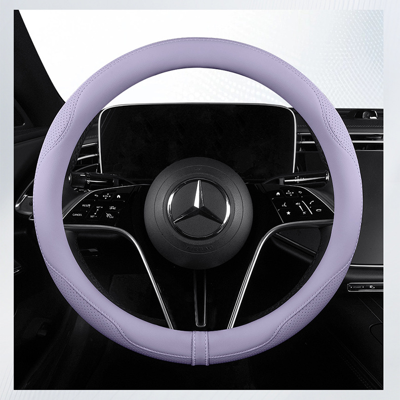 Napa Leather Car Steering Wheel Cover, Universal for All Seasons, Ultra-Thin Anti-Slip Handlebar Cover for Men and Women, Fully Perforated Breathable Protective Cover