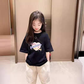 2024年新款女童短袖t恤夏季新款儿童夏装洋气上衣小女孩童装半袖i