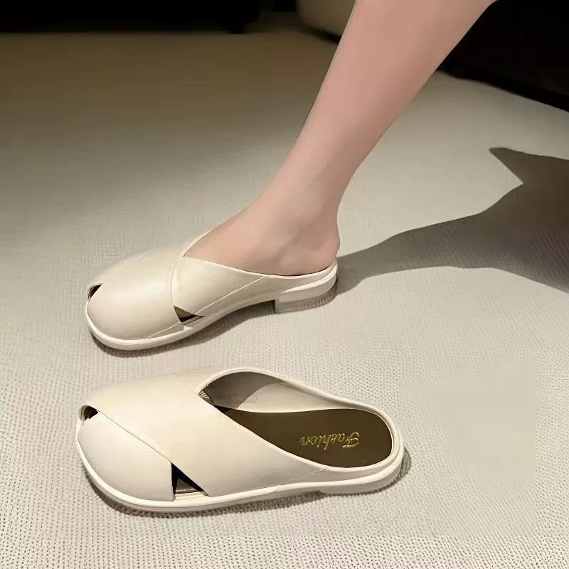 Half‑sling flat slides, soft‑sole spring/summer slip‑ons, sizes 36–41, lightweight