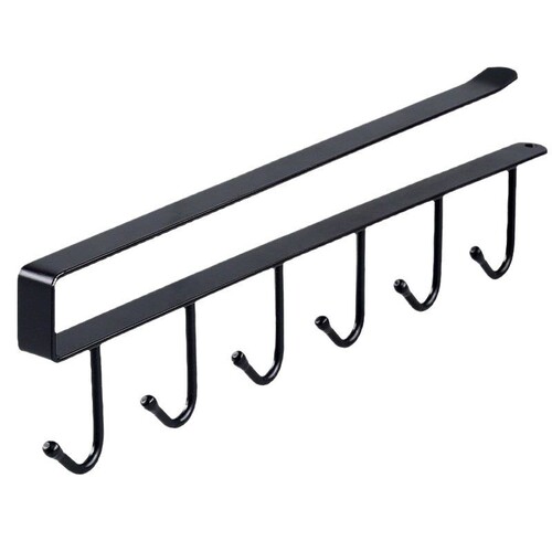 Iron cabinet storage hanging rack multi-functional hook iron invisible six-in-a-row hook storage rack mug pot spoon hook rack