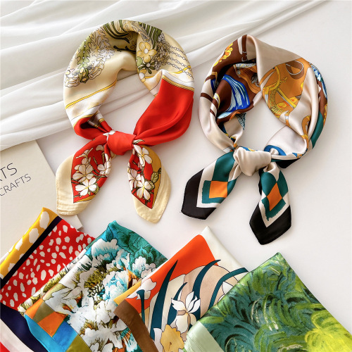 70 small square scarves for women, spring, autumn and summer hairbands, headscarves, neck protectors, versatile western-style student professional decorative scarves