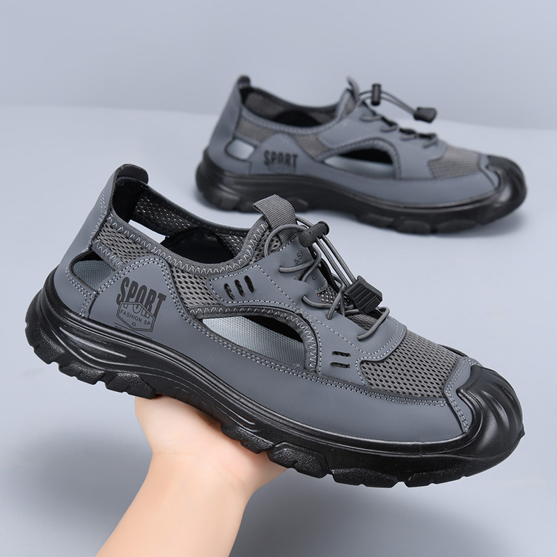 2025 verano nuevo estilo sandalias hombres huecos transpirables malla agujeros zapatos casuales de conducción de suela suave zapatos de conducción para hombres zapatos de playa