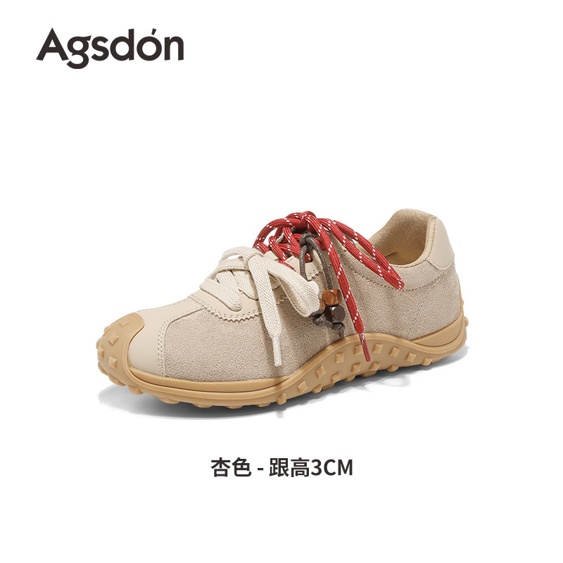 奥古狮登棕色德训鞋女2025新款秋季厚底美拉德复古芭蕾阿甘运动鞋|undefined