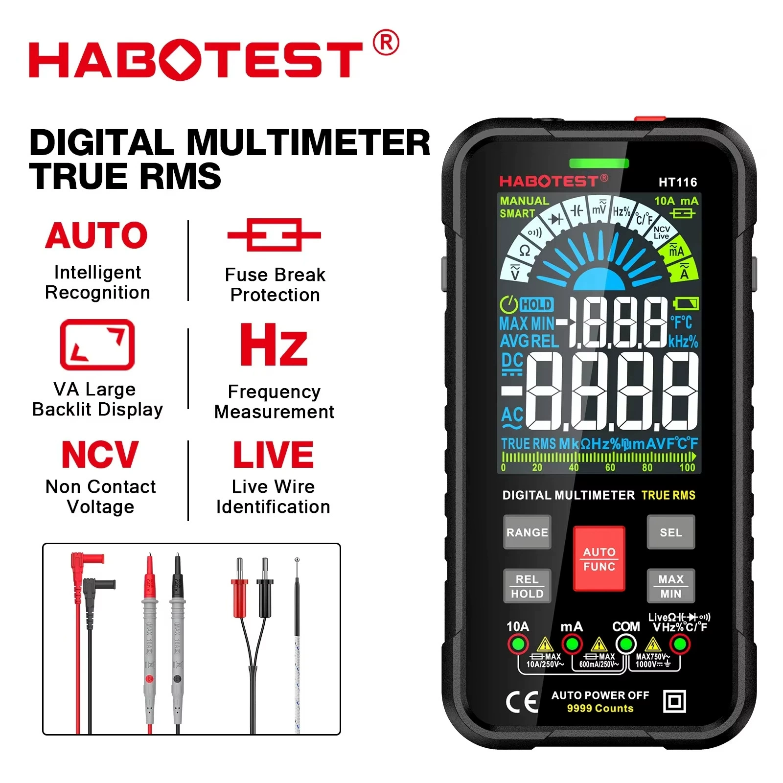 Huabo HT116 большой экран интеллектуальный мультиметр HABOTEST Трансграничные взрывные электрические ремонтные таблицы
