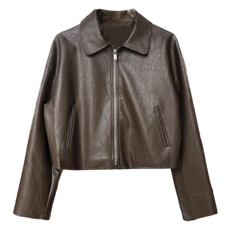 鹿西はクールで高級感があります。襟の皮のコートの女性春秋港風pu皮のジャケットの機関車の上着の潮9595