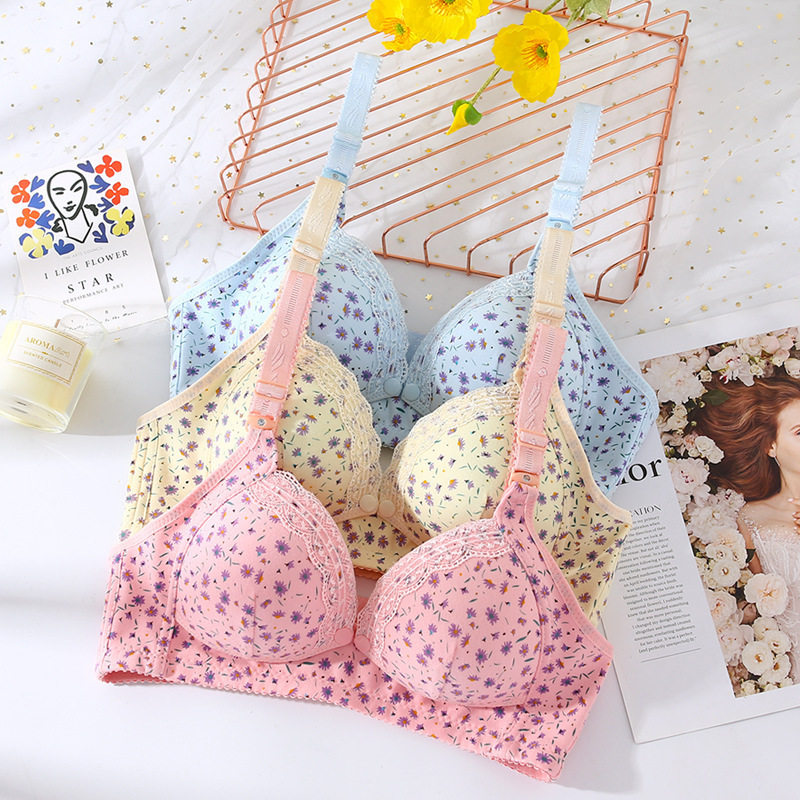 Lightweight nursing bra for pregnant women, all-stage non-wired front-clasp anti-sagging maternity bra