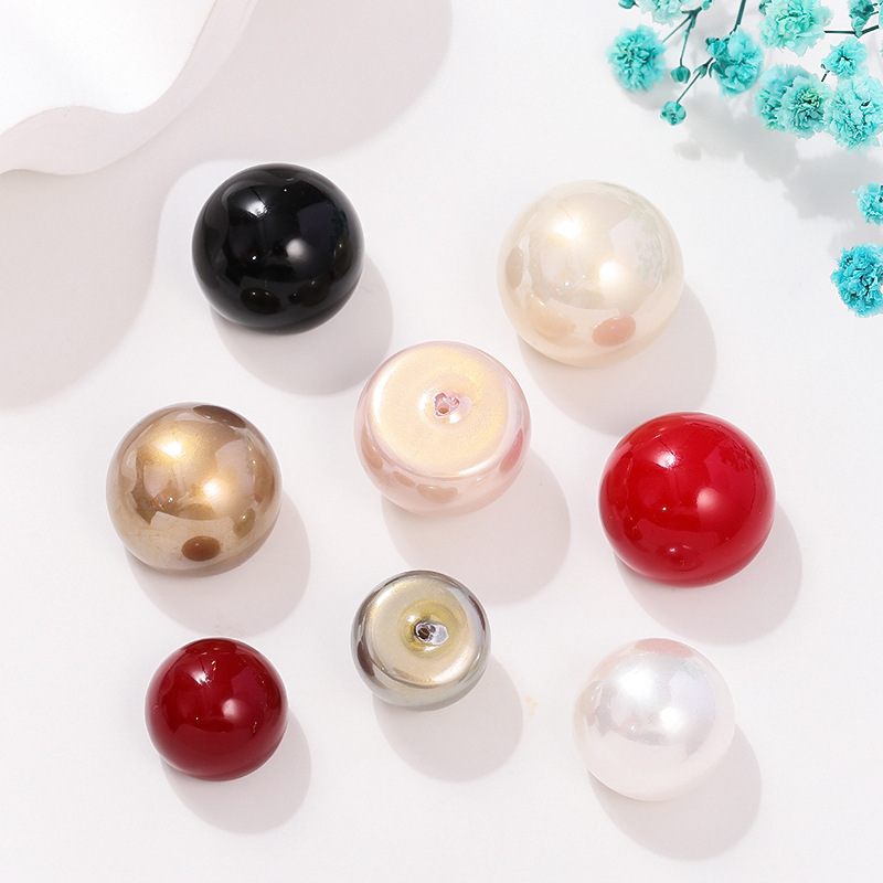Flat high waist ABS imitation shell round beads loose beads near round pearl single hole ear studs beads DIY necklace jewelry accessories Flat high waist ABS imitation shell round beads loose beads near round pearl single hole ear studs beads DIY necklace jewelry accessories