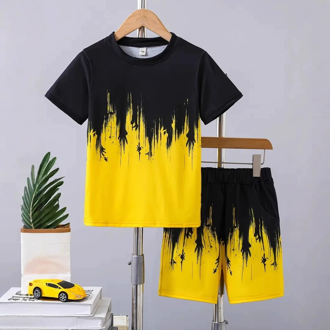 Модный стильный костюм с 3D градиентным принтом, футболка с короткими рукавами, повседневные шорты, комплект из двух предметов, 25 новых RA01+RD02