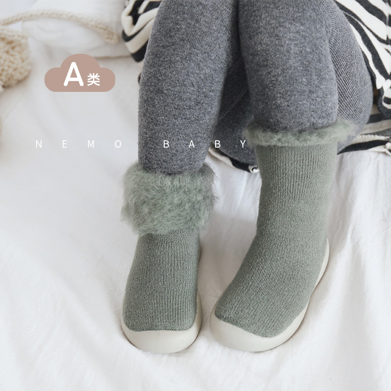 Calcetines infantiles otoño-invierno grueso y calcetines cálidas con calcetines de piso para bebés calcetines de calcetines de calcetines