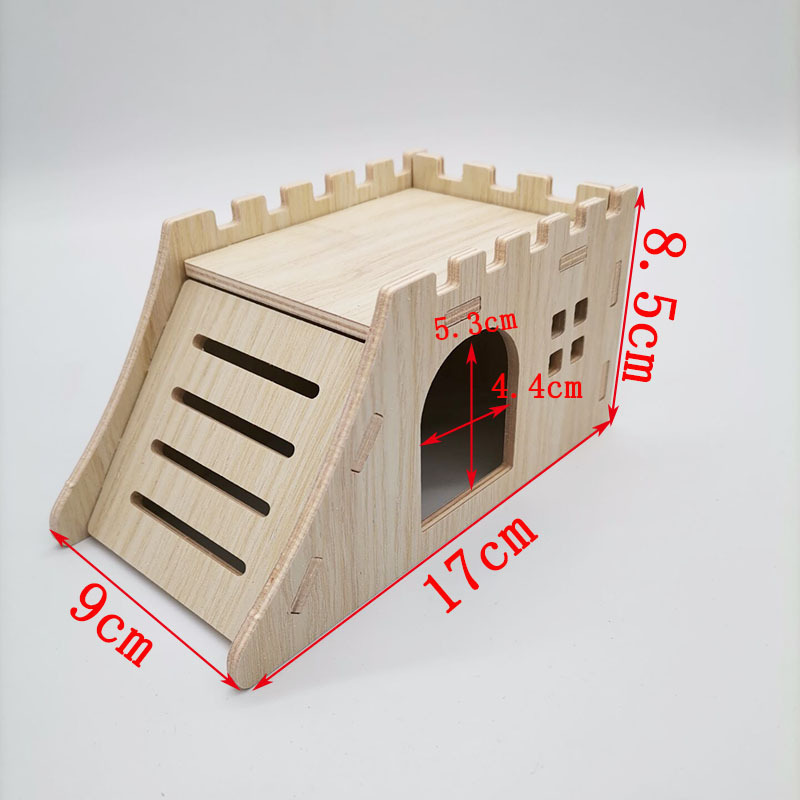 Hámster de madera suministros paisajismo hámster nido mini muebles decoración Villa madera maciza pequeña casa otoño