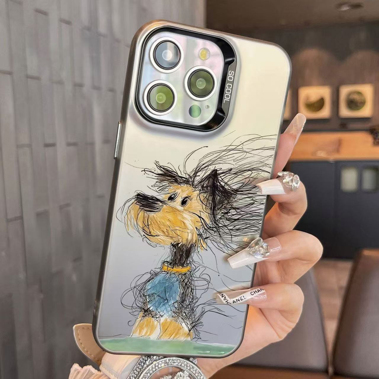 Nuevo perro de pelo frito para iPhone 16 funda para teléfono móvil Apple 15promax/14 anti-caída 13pro12 personalidad