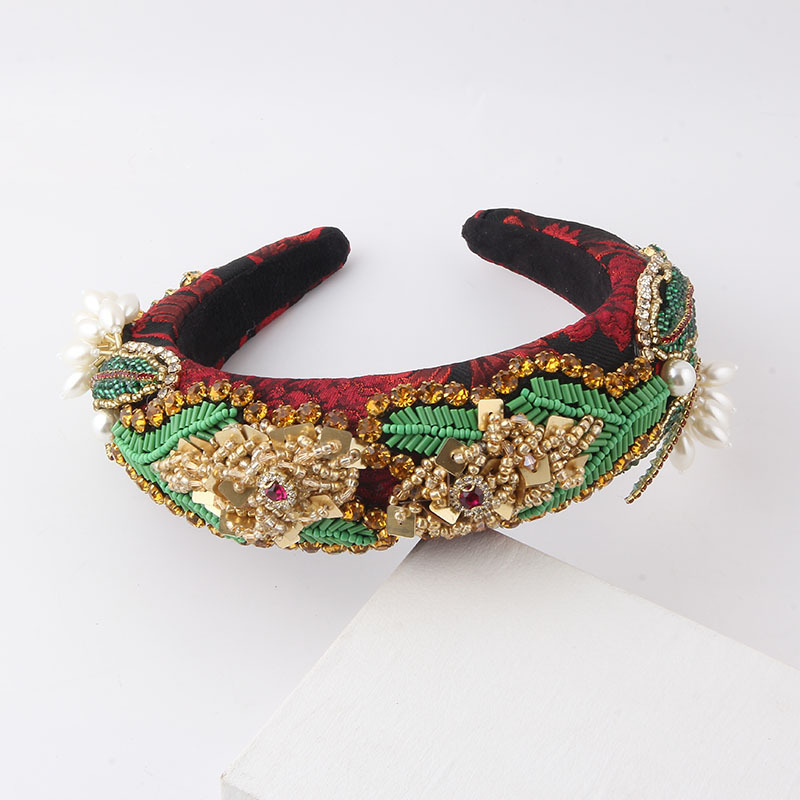 Baroque Style Colorful Sponge Inlay Rhinestone Pearl Hair Band display picture 2