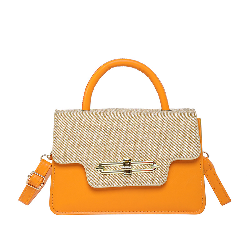Moda cerradura hebilla contraste color costura tendencia viajero 2025 primavera pequeño bolso cuadrado personalidad femenina estilo ins bolso de mensajero retro