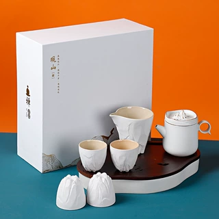 德化黑陶功夫茶具套装创意茶壶茶杯茶盘泡茶具陶瓷便携礼盒礼品