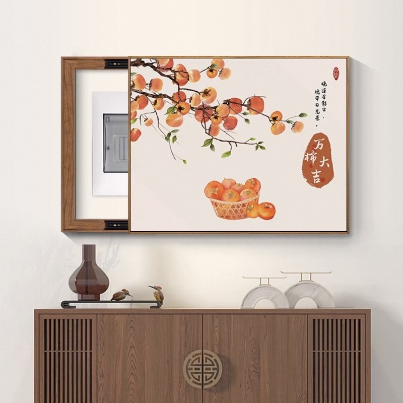 爆発金の新しい中国式電気時計箱の装飾画の装飾画は、金を募集して穴を開けないで配電箱を覆うことを意味している|undefined