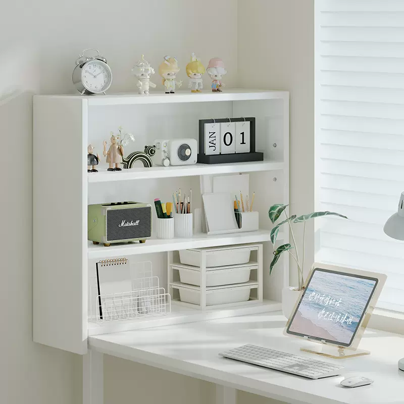 奶油风桌面书架立式多层桌上置物架展示架立柜靠墙小柜子收纳架子