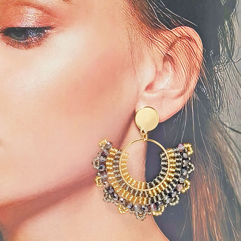 Waves Pattern 1 Pair Bohemian Classic Style Waves Glass Drop Earrings