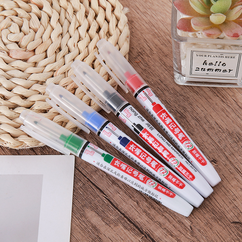 Nuevo marcador de cabeza larga, impermeable, marcador de azulejos de agujero profundo, marcador fino para carpintería de secado rápido, bolígrafo a base de aceite multiusos