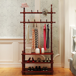 Solid wood coat rack floor bedroom living room modern minimalist multi-functional storage rack European clothes hanger