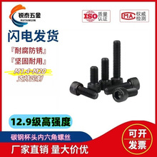 12.9级高强度黑色杯头内六角螺丝圆柱头加长螺栓紧固件M1.4-M16
