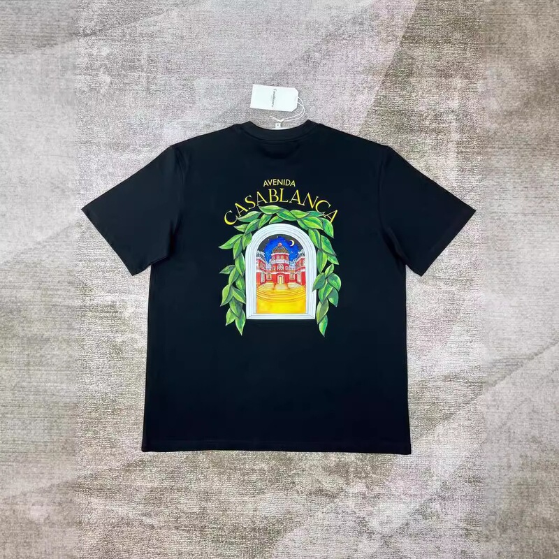 Casablanca Casa Heavyweight Pure Cotton Short-Sleeve T-Shirt Shirt Independent Site Cross-Border E-Commerce t