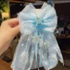 Hairpins for princess, hairgrip with bow, crystal, children's hair accessory, “Frozen”, with snowflakes